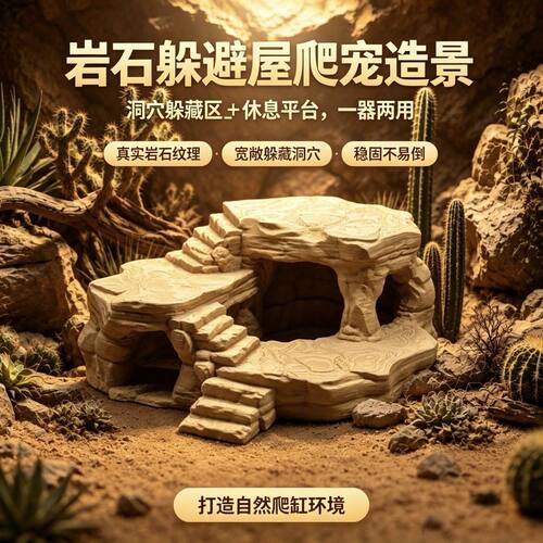 防霉助蜕皮沙漠风守宫睫角蛇乌龟蜘蛛造景岩石躲避躲藏洞穴造景