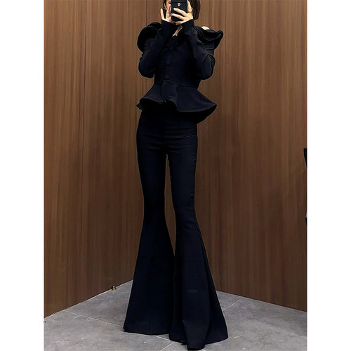 喇叭裤女高腰显瘦拖地长裤