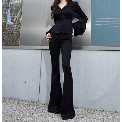 微喇叭女长裤拖地马蹄裤