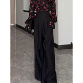 拖地长裤 高腰阔腿裤 裤 垂感黑色显瘦休闲宽松西装 子 女春夏2026新款