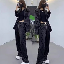 套装女2025春夏新款高级感垂感直筒休闲裤时尚气质西装外套两件套
