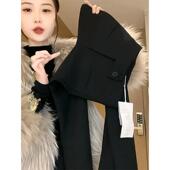 裤 休闲高腰拖地长裤 女春秋2026新款 黑色显瘦微喇叭裤 子 马蹄裤 西装