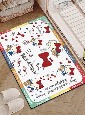 卡通可爱hellokitty浴室地垫硅藻泥吸水防滑脚垫厕所卫生间门口垫