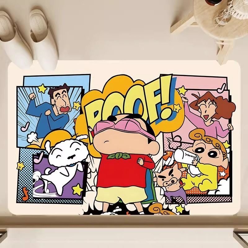 蜡笔小新卡通动漫防滑速干地垫可手洗海绵防滑机器织造2mm通用