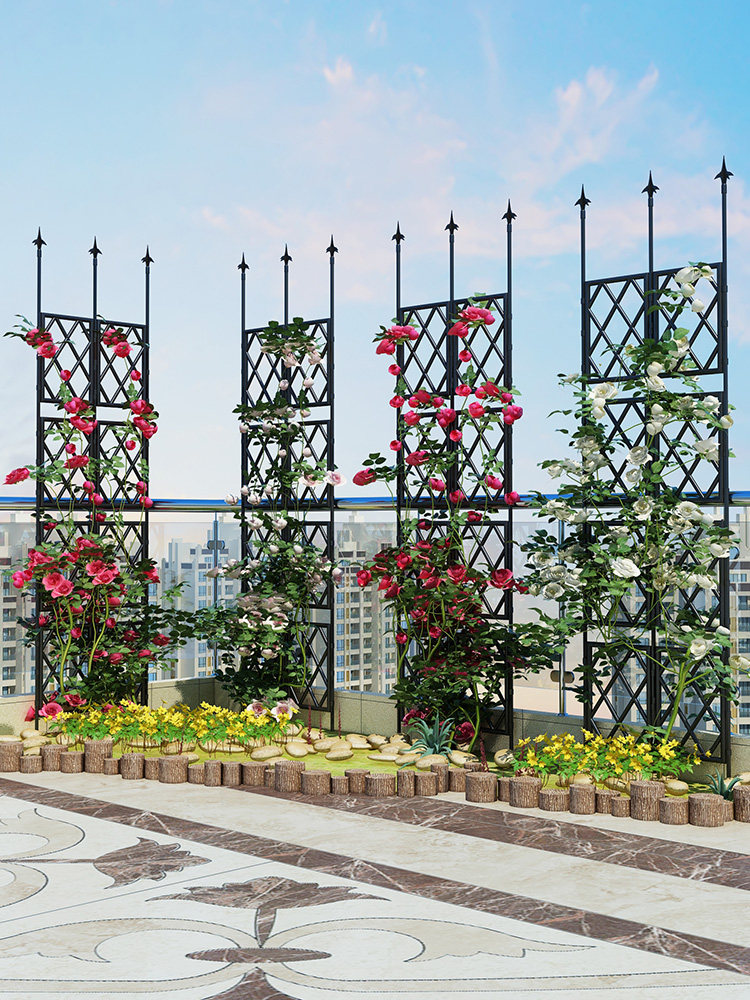 月季爬藤架铁线莲户外花园攀爬支架庭院蔷薇花室外栅栏网格花架子