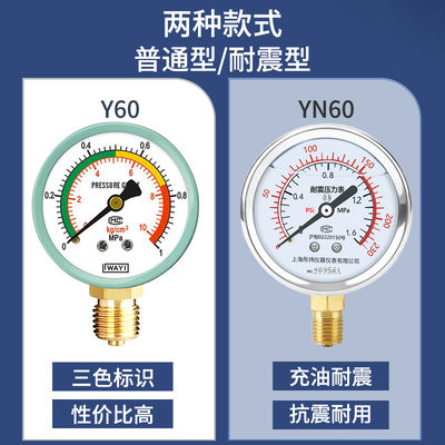 水压表家用自来水检测压力表测试仪净水器马桶2分4分地暖管道打压