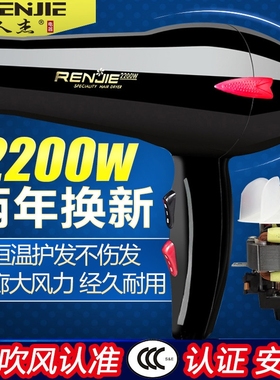 人杰电吹风RJ826大功率冷热风220用发廊发型师恒温静音吹风机0W家