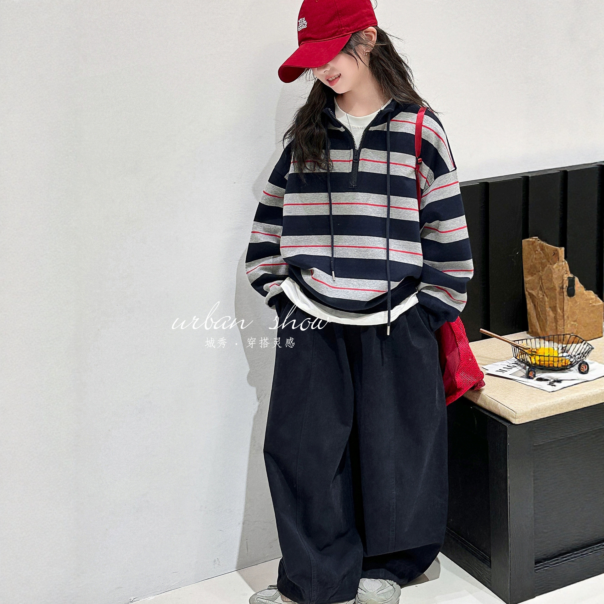 女童秋装套装2025新款儿童春秋款运动休闲条纹卫衣休闲裤两件套