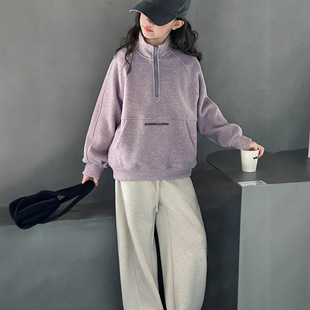 女童加绒卫衣冬装2025新款洋气儿童立领加厚秋冬女大童一体绒上衣