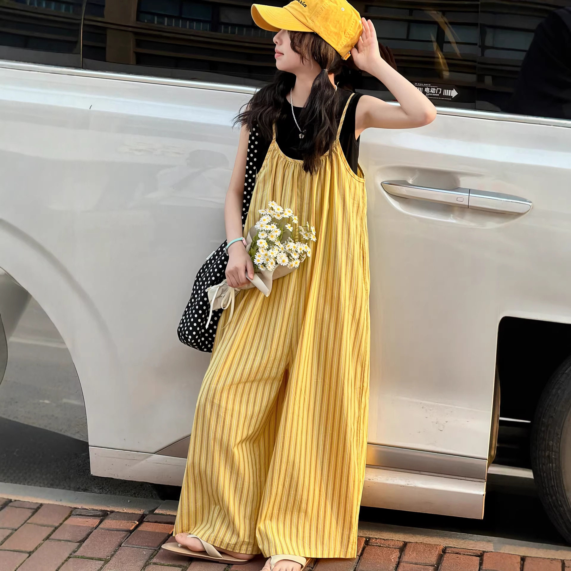 女童夏装套装2026新款儿童洋气时髦夏季大童背心吊带连体裤两件套