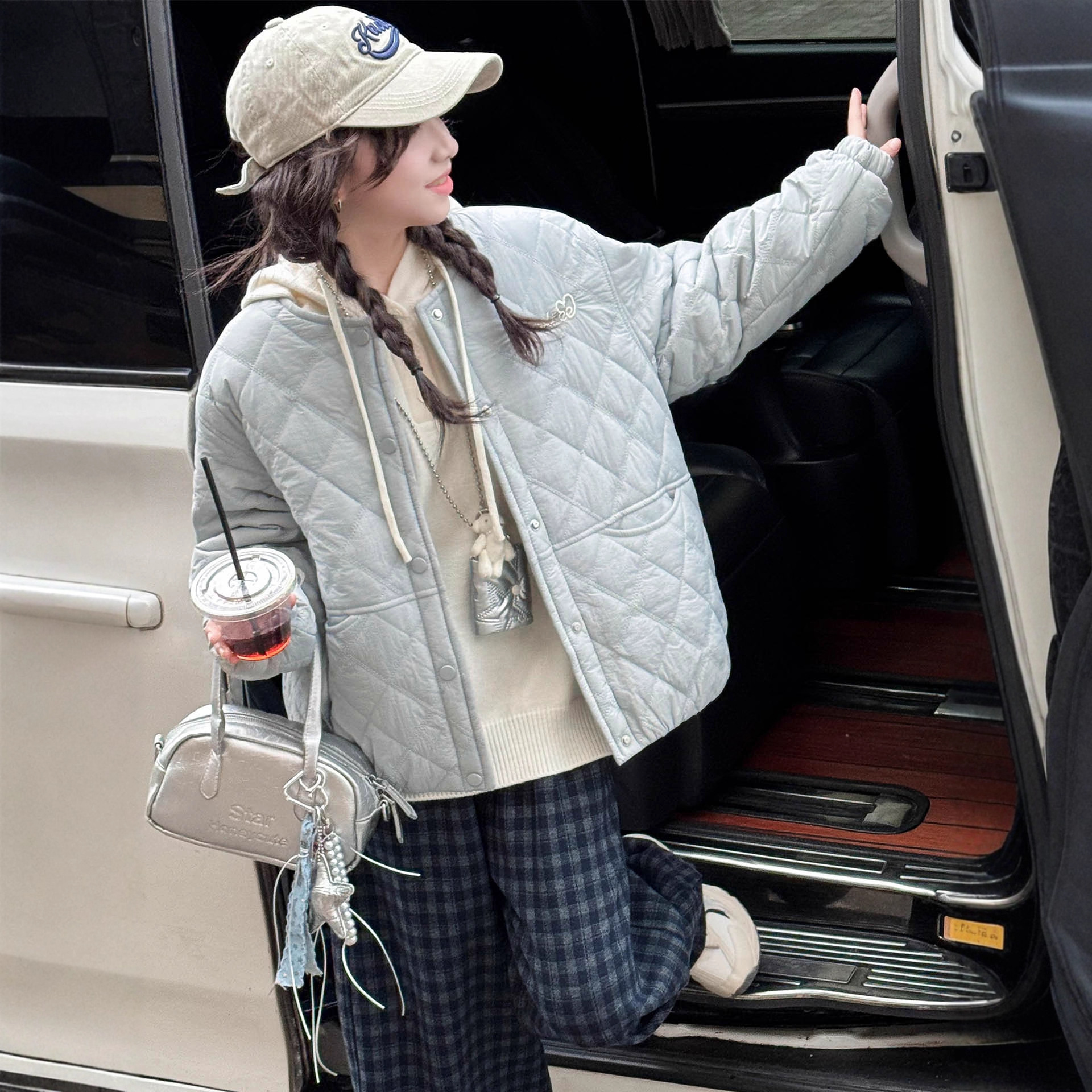 女大童棉服毛衣连帽两件套秋冬2025新款初中生女孩夹棉加厚外套