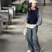 套装 开衫 2026新款 时髦洋气大童花边衬衫 两件套 儿童春秋款 女童春装