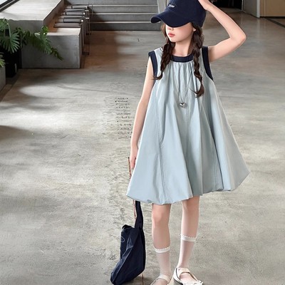 女童夏季连衣裙2025新款儿童无袖裙子女大童公主裙夏装洋气花苞裙