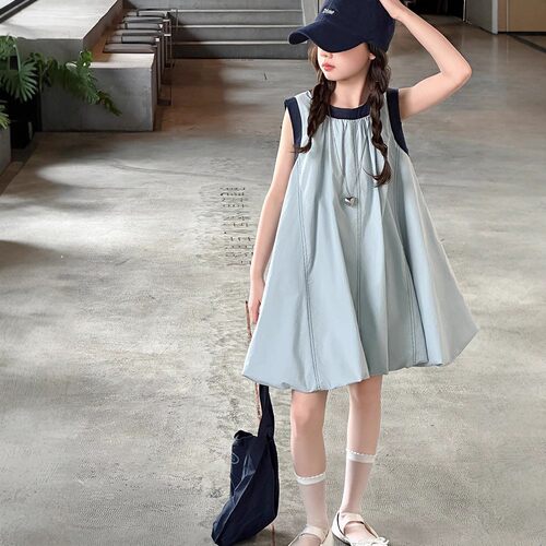 女童夏季连衣裙2026新款儿童无袖裙子女大童公主裙夏装洋气花苞裙