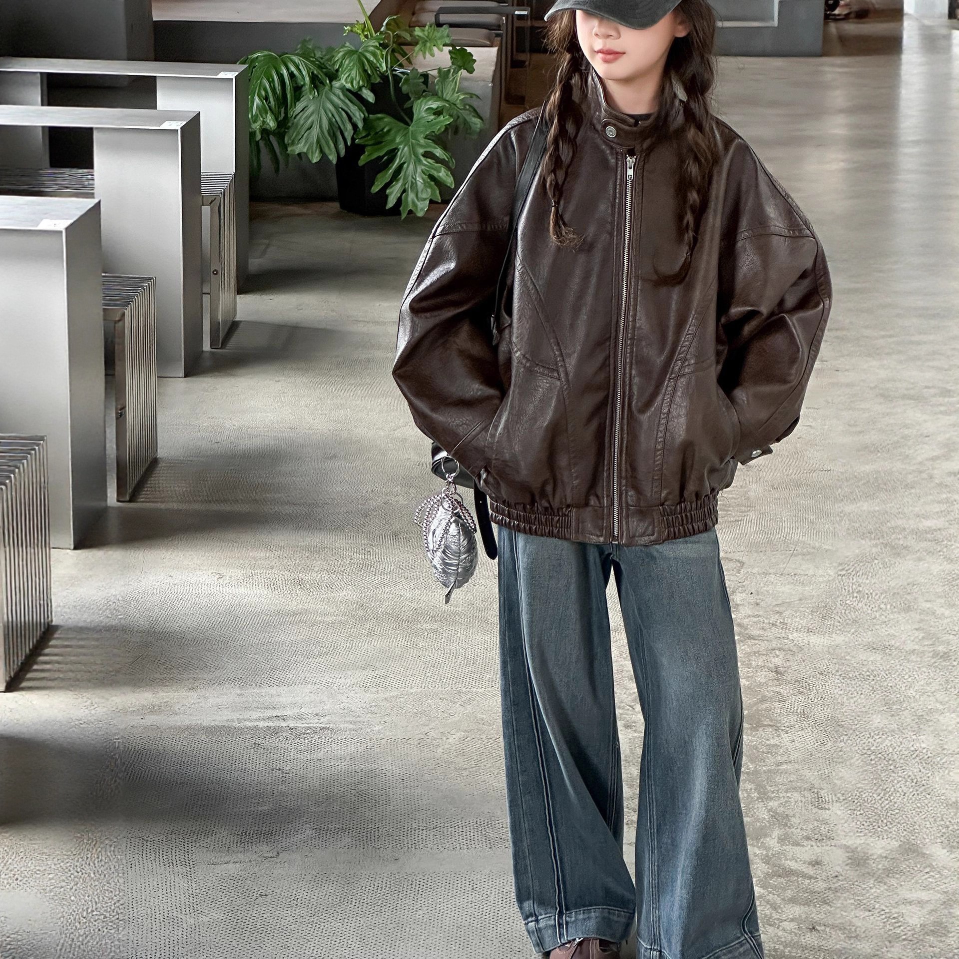女童皮衣外套2025秋装新款洋气网红炸街大童女孩春秋儿童夹克上衣