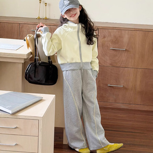 女童春装套装2026新款儿童时髦洋气春秋大童连帽外套休闲裤两件套