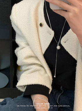 卡梵佩长款网红珍珠项链毛衣链
