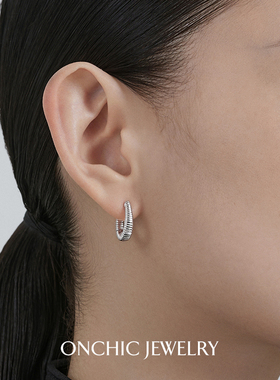 卢昱晓同款OnchicOR系列螺纹耳环设计感小众耳钉素耳圈高级耳饰