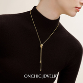 明星同款 Onchic缠绕丝带项链秋冬毛衣链女中长款 小众轻奢高级感