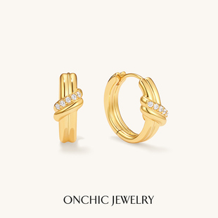 Onchic绳结圆圈耳环女小众设计感简约素耳圈高级轻奢耳饰大气简约