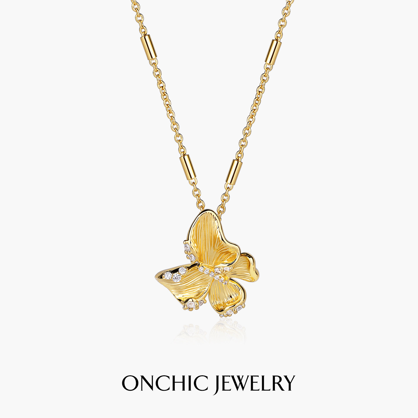 Onchic星光蝶翼项链金色蝴蝶锁骨链吊坠女款脖颈轻奢高级感设计师
