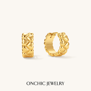 吴千语同款 onchic双层爱心耳环女轻奢色耳饰轻奢耳钉耳圈简约
