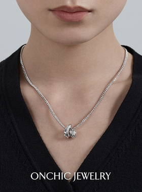明星同款OnchicOR系列极简项链女小众设计锁骨链高级轻奢颈链银色