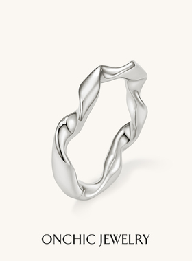 明星同款OnchicOR系列纽带戒指小众设计感素圈食指戒尾戒指环时尚