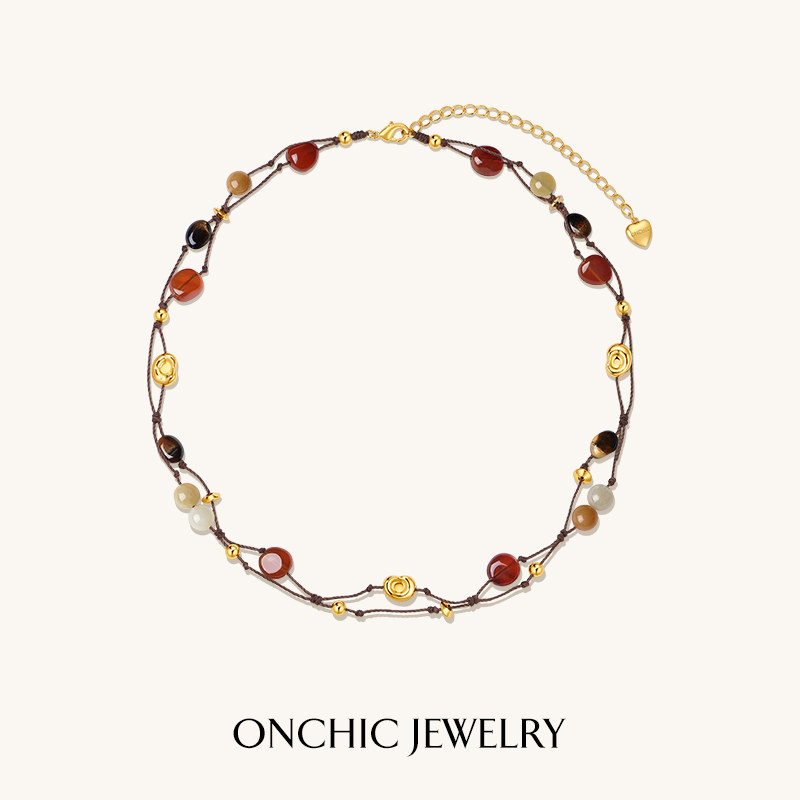 钟楚曦同款Onchic丛林盛果项链红玛瑙锁骨链多宝水晶轻奢莫瑞风