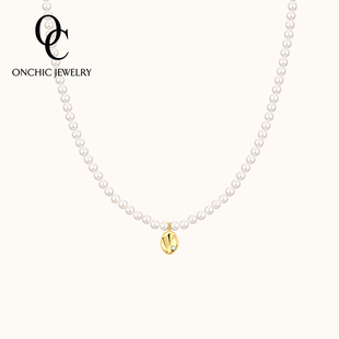 超能小太陽嚴(yán)選 Onchic金屬圓片貝珠項鏈女設(shè)計感愛心鎖骨鏈