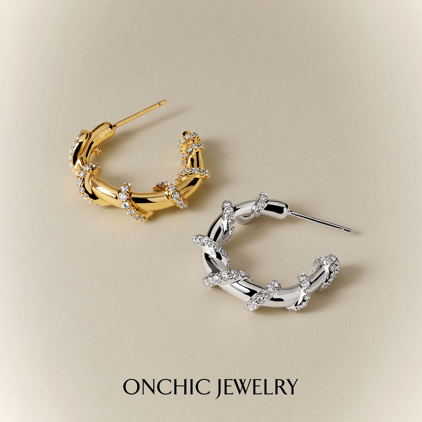 【新品】Onchic缠绕双旋耳钉精致日常女款高级感百搭冷淡系耳饰