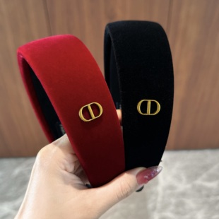 杨杨babytime 圣诞新年红黑色丝绒头箍高颅顶加宽 贵气猪鼻子发箍