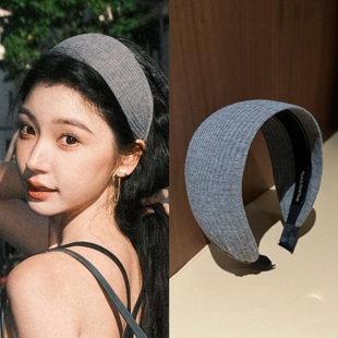 宽7cm 开模 易梦玲韩系针织灰色带齿宽边发箍 原版 杨杨babytime