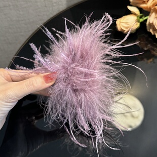 杨杨babytime 莫奈紫鸵鸟毛羽毛抓夹显发量氛围感鲨鱼夹 仙欲娇女