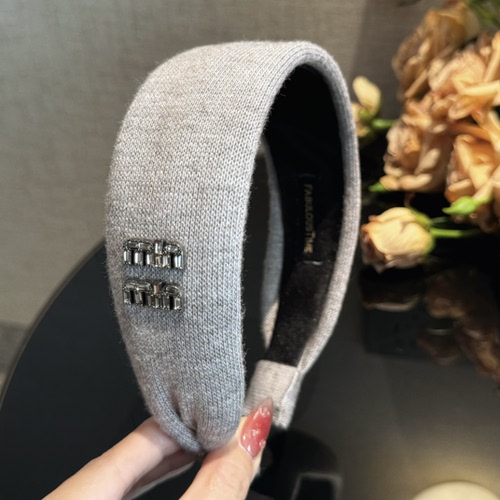 高智感闪钻min宽边灰色针织发箍