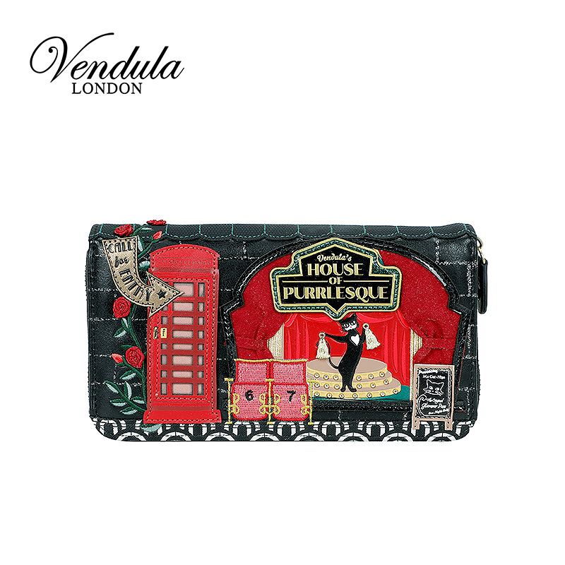 Vendula英国原创手工女包 猫咪俱乐部系列可爱少女风长款拉链钱包