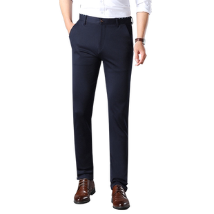 秋冬季男士休闲裤免烫直筒西装裤加绒弹力商务男裤修身长裤子男厚