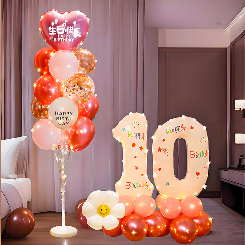 生日场景地飘数字气球装饰