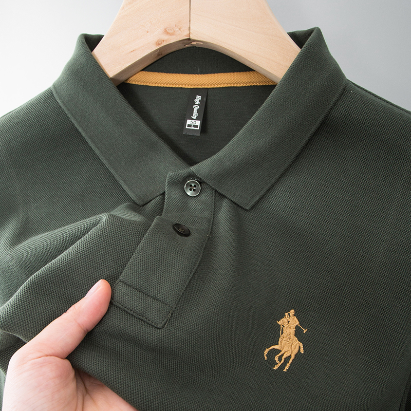 中年爸爸长袖纯棉战马T恤