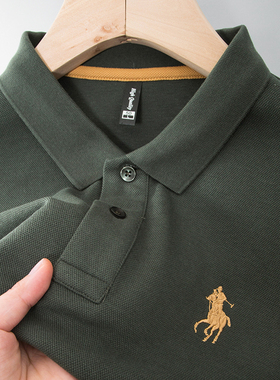 中老年人爸爸春秋装上衣服plol纯棉保罗POLO衫男士长袖T恤60岁70