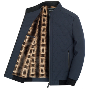 中老年人男士棉服加绒加厚立领羽绒棉服爸爸新款冬季外套40岁50岁