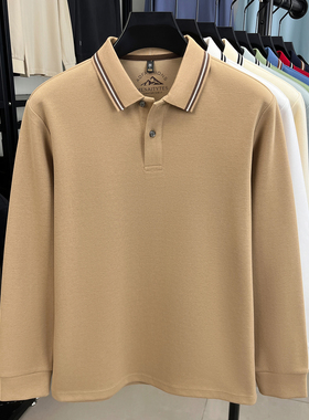 中年爸爸春秋装男士长袖T恤poli上衣poll翻领棉上衣polo衫paolo
