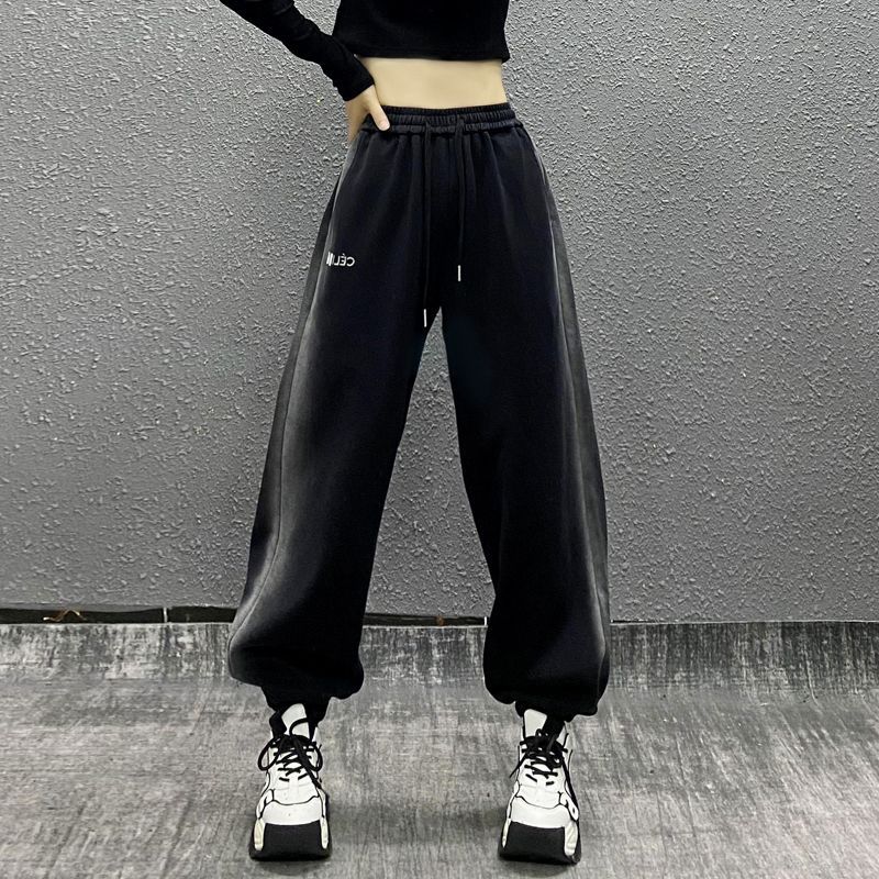 侧边拼色运动休闲裤女春秋季大码