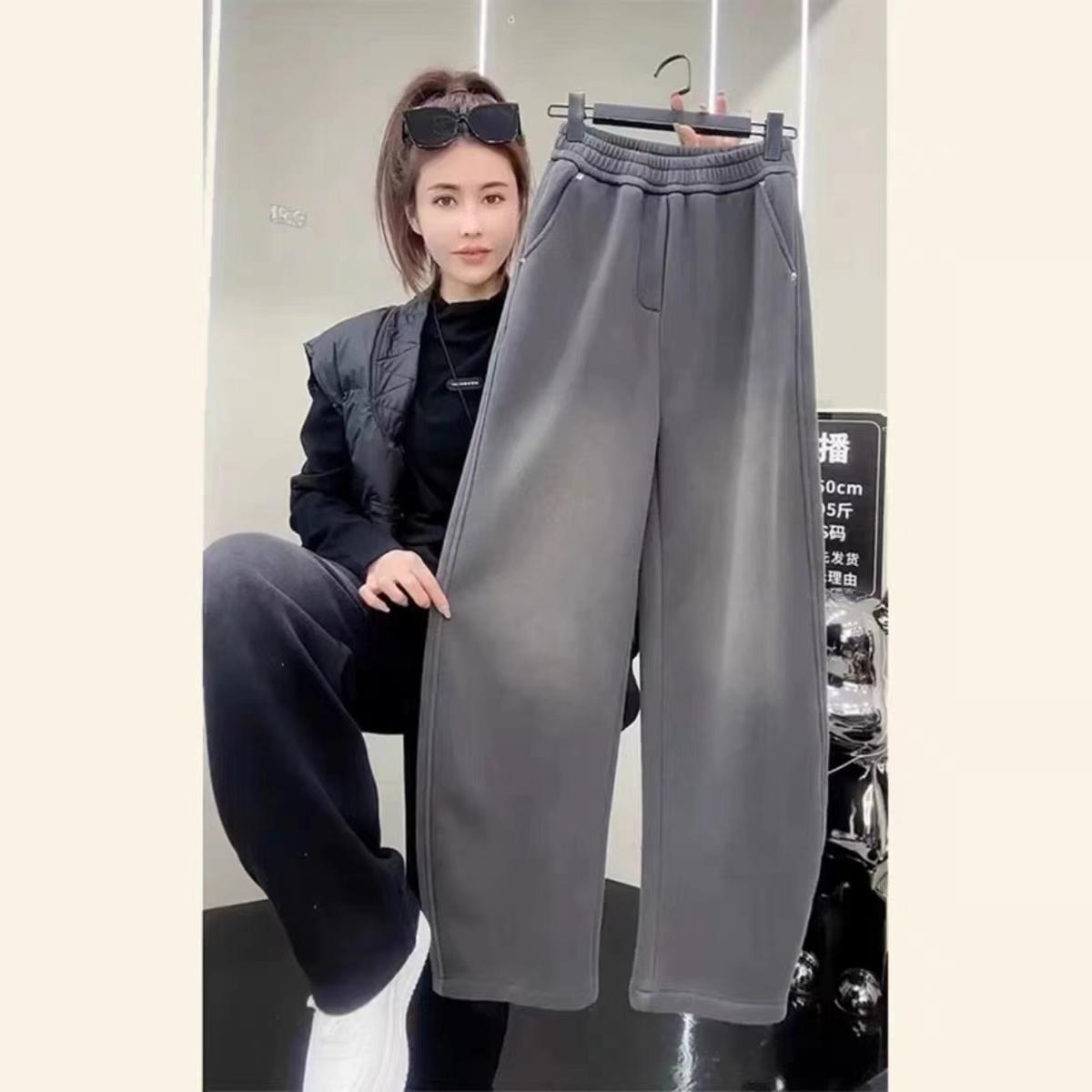 美式复古休闲卫裤弯刀阔腿长裤女