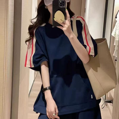 胖mm300斤休闲运动套装女夏季