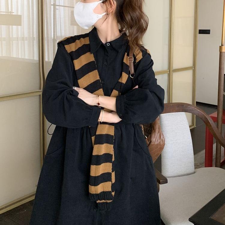 大码300斤条纹披肩连衣裙女春秋