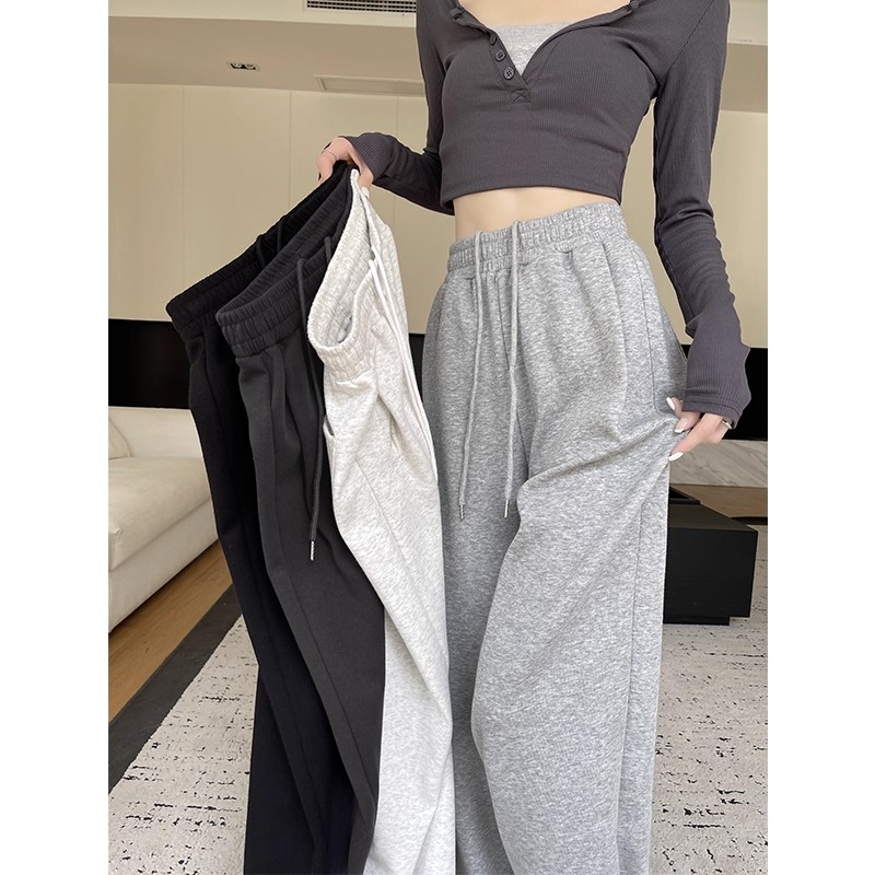 大码灰色运动裤女秋冬胖mm300斤