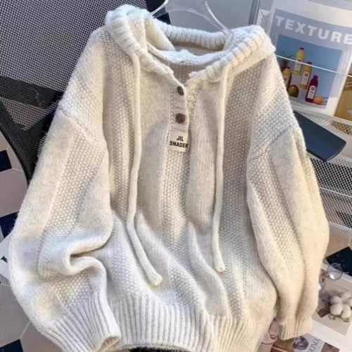 秋冬连帽毛衣慵懒风针织卫衣上衣