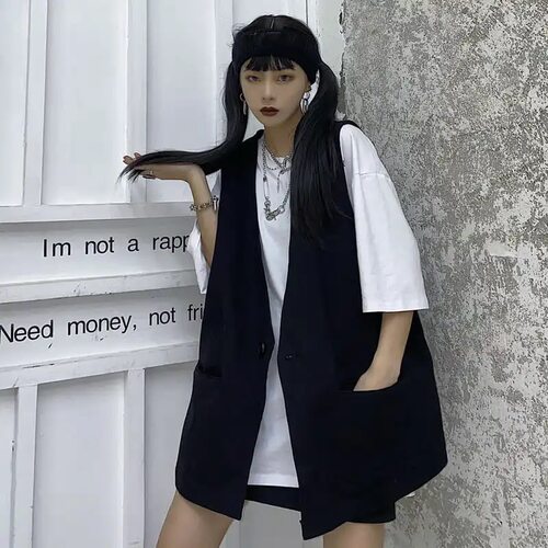 胖mm夏季韩版ins两件套开衫马甲