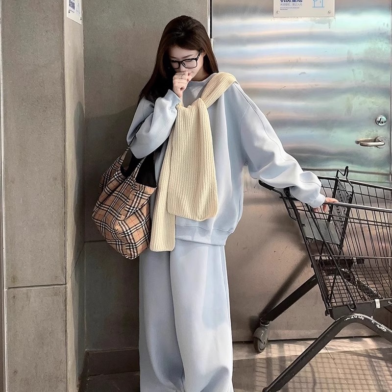 大码胖mm300斤春秋卫衣运动套装女宽松慵懒风休闲减龄学生两件套